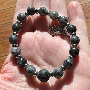 Labradorite Aromatherapy Lava Stone Crystal Gemstone Stretch Bracelet Natural